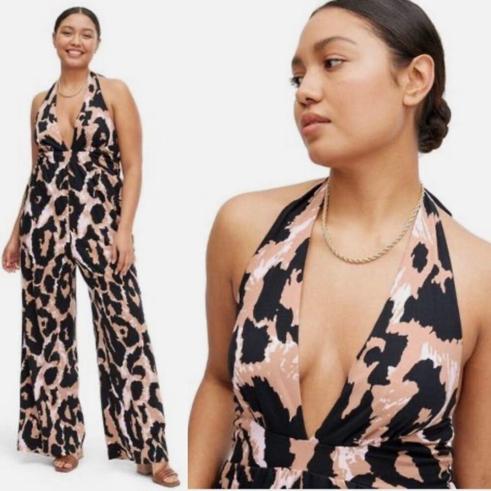 DVF x Target Halter Jumpsuit in Leopard Print Size XXS NWOT